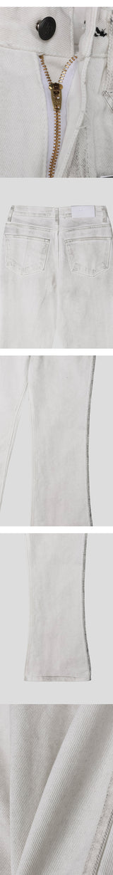 [Unisex] Dirty white wide flare pants