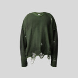 HIERARCHY STUDIOS Chroma - Distressed Green Flux Oversized Knit Sweater