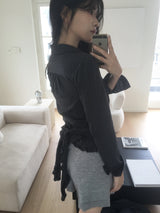 テイルチェックフリルシャツ