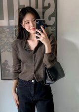 Nature Cashmere Crop Lambswool Knit Cardigan (9color)