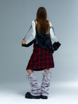 Emoha Hand-painted catcatcat punk short leather jacket