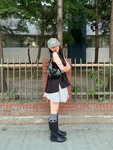 Lace Ribbon Rainboots - Black