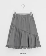 Silk Frill Banding Midi Skirt