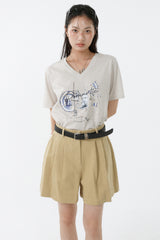 ギャラクシーVネックTシャツ_ライトベージュ
