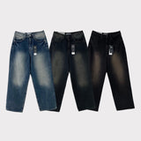 LMN アンベイブラッシュクロップオーバーデニムパンツ (3 カラー)
