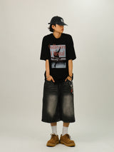 RT Side Pintuck Denim Bermuda Pants 