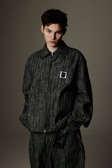 Herringbone Stripe Denim Jacket