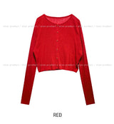 [U-BASIC] See-through Linen Ribbed Crop Cardigan