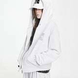 Holy Symbol Oversized hooded zip-up_WHITE MELANGE