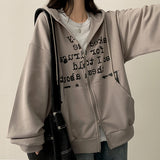 Lard Lettering Boxy Fit Two Way Hooded Zip-Up