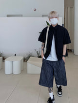 Curved Denim Half Pants