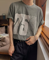 Pauline 75 レタリングピグメント半袖Tシャツ