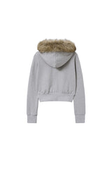 crop hair zip up (grey)