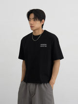 Lettering heavy crop half-sleeves 3color