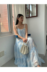 Sky Cloud Cancan Sleeveless Long One Piece