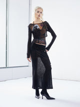 Emoha punk  printed Tencel slightly transparent spicy スリムフィッシュテールスカート