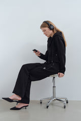 EARTHYUSE TWO-WAY TRACK PANTS - BLACK