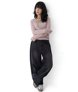 Nata Henley Neck Ribbed Knit Top