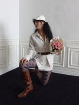 RIUU CARGO PINTUCK BELT MINI DRESS