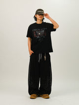 LU グラデーション ヴィンテージ プリンティング ハーフスリーブ Tシャツ