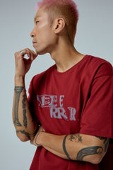 EEERRR Distorted logo over-crop fit T-shirt (Wine)