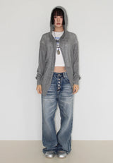 TWISTED KNIT HOOD ZIP-UP