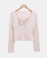 Enru Slim Fit Sleeveless & Cardigan Set