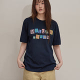 MELLOW DREAM Check Letter Half T-shirt