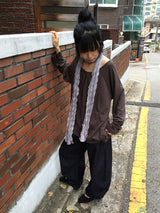 クリームブ カット ピンタック デニム ワイドパンツ