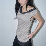 カウルドレープ2WAYトップ (WARM GRAY)