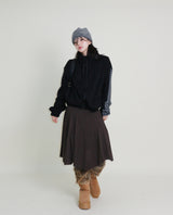 Hakata Stripe Coloring String Knitwear Zip-Up