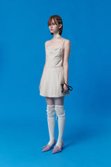 BACK POINT PLEATS WOVEN DRESS [MULTI]