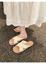 Cross Weave Open-Toe Strap Sandals