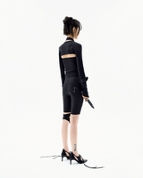 tタイスリットショートレギンス / Black