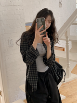 #Brownie Check Overfit Shirt (2color)