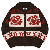 ウールカウチンニットジップアップ [BROWN]
