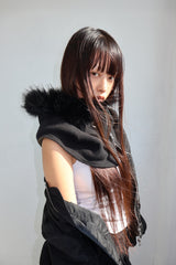 ファーフードウォーマー - KHAKI BLACK