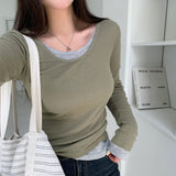 [BELLIDE MADE] 8 colors テンセルレイヤードUネックTシャツ