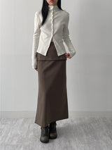 [Setup Available/FW] Lanba Ribbed Layered Long Skirt