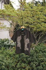 New Chinese-style applique embroidered button-down loose short-sleeved shirt