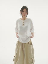 デイイングワッフルショートスリーブTシャツ -5C