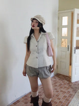 RETRO CHECK PUFF BLOOMER (BEIGE, BLACK 2COLORS!)
