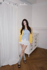 yellow wool lovely long-sleeved cardigan