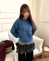 Lati Basic Wool Round Neck Loose Fit Long Sleeve Knit