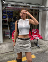 バレボタンリネンフーデッドスリーブレス