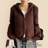 Liat Pocket Point Fluffy Fleece Hooded Zip-Up