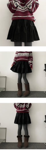 Lancy Velvet Cancan Pleated Miniskirt