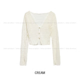 Tease See-Through Wrinkle Crop Cardigan