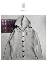 Overfit heavy button hooded waffle knit cardigan (2 colors)