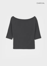 [MADE] Upper-face Boat Neck Batwing Sleeve T-shirt (Available as a set)